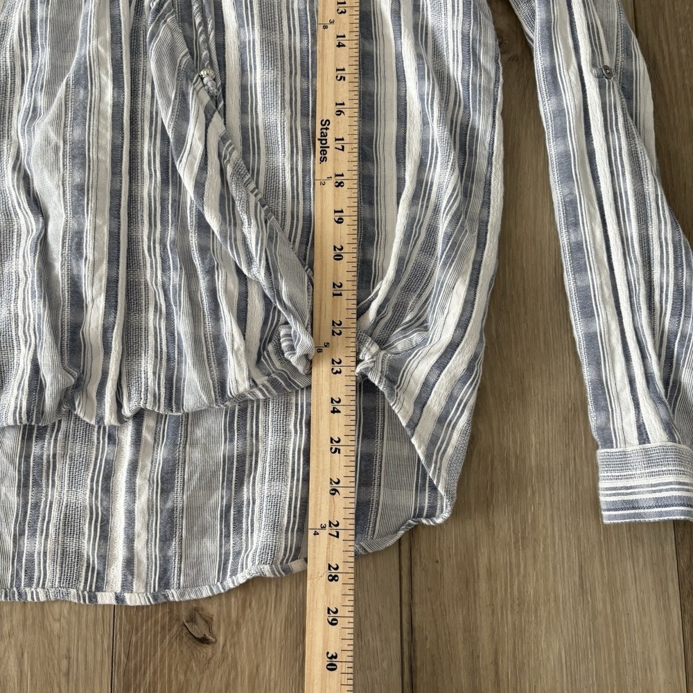 Vintage America Blues Blouse Womens Extra Large XL‎ V Neck Long Roll Sleeve Top - Picture 4 of 8